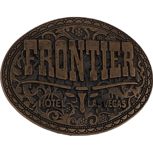 Frontier Hotel Las Vegas Souvenir Western Casino Cowboy 80s Vintage Belt Buckle Gambling Resort Unique