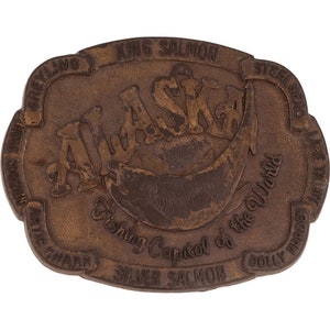Alaska Alaskan King Salmon Fishing Fishing Rainbow Trout Vintage Belt Buckle Grayling Fishing Fisherman Fish Cowboy Western