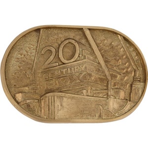 New Brass 20th Century Fox Tv Movie Film Studio 1970s Nos Vintage Belt Buckle Cartoon Movies Films Searchlight Hollywood