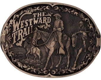Western Belt Buckle Covered Wagon | Old West Pioneers‎ Settlers | Oregon Trail Western Belt Buckle Covered Wagon | Old West Pioneers  main image 3