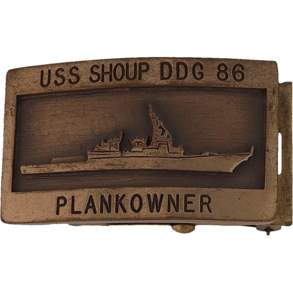 Uss Shoup Ddg-86 Plankowner Navy Destroyer Military Usn Nos Vintage Belt Buckle Wwii Battleship World War Ii Ww7 Cvn