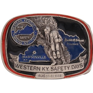 New Madisonville Kentucky Rescue Contest Coal Mining Miner Nos Vintage Belt Buckle Competition Msha Mine Safety Health Administration