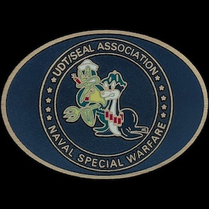 Brass New Naval Special Warfare Freddie Sammie Udt Seal Team Navy Challenge 1980s Nos Vintage Belt Buckle Silent Service Submarine Force Usn