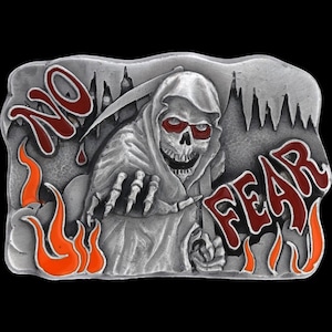 New No Fear Grim Reaper Skeleton Flames Usa Vintage Belt Buckle Biker Gothic Death Skull Fire Horror Gift