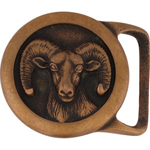 Brass Ram Tech Ether Guild Big Horn Sheep 666 Cowboy Hippie 70s Vintage Belt Buckle Western Rocky Mountain Goat Hunter Hunting Animal Goth