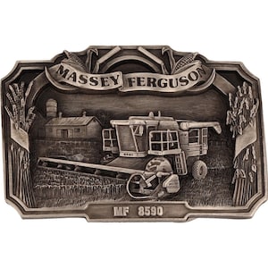 New Massey Ferguson MH 8590 Tractor Harris Farmer Farming NOS Vintage Belt Buckle Farm Equipment Machinery Implement Sign Logo Ji Ih