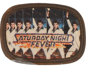 John Travolta Saturday Night Fever Disco Film Film 1970er Jahre Vintage Gürtelschnalle Poster Hippie Boogie Dance Club Tanzen Musik Rave