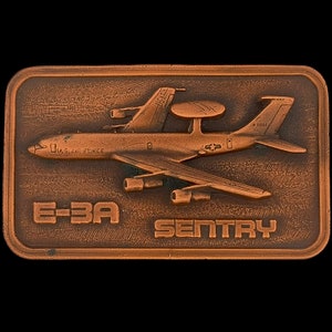New Usaf Boeing E-3a Sentry Awacs Bomber Aviation 1980s Nos Vintage Belt Buckle E-3 Airborne Early Warning Aircraft Military Veteran Retiree