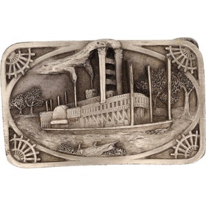 Queen West Mississippi New Orleans Delta Steam River Boat Vintage Belt Buckle Paddlewheeler Riverboat Steamboat Boating Water Ship