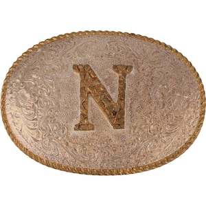 Nueva hebilla de cinturón vintage plateada con la letra P N y el nombre inicial Noah Nathan Nick Nate Nicholas Nancy Nathaniel Nicholas Naomi Natalie Nolan Nadia