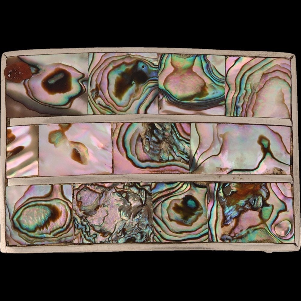 Silver Abalone Shell Hippie Boho Cowgirl Southwest Cowgirl Vintage Belt Buckle Silver Abalone Shell Hippie Boho Cowgirl Southwest Cowgirl  main image 4