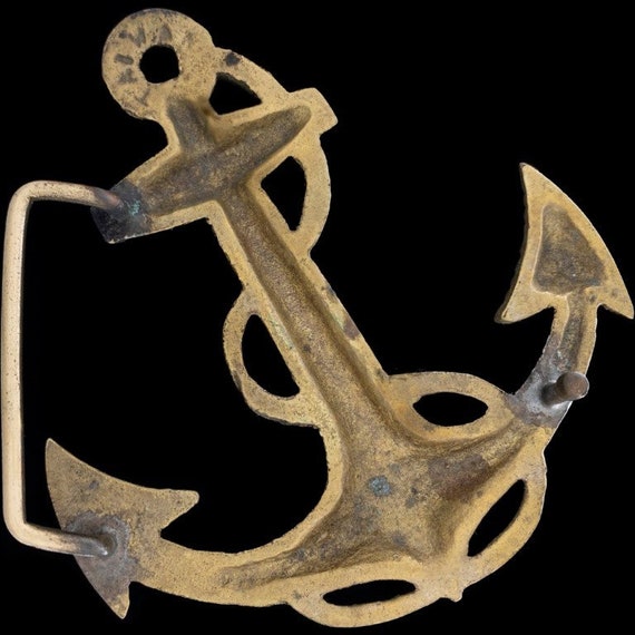 Brass Anchor Usn Hippie Hipster Nautical Navy 1970s Vintage  display picture 1