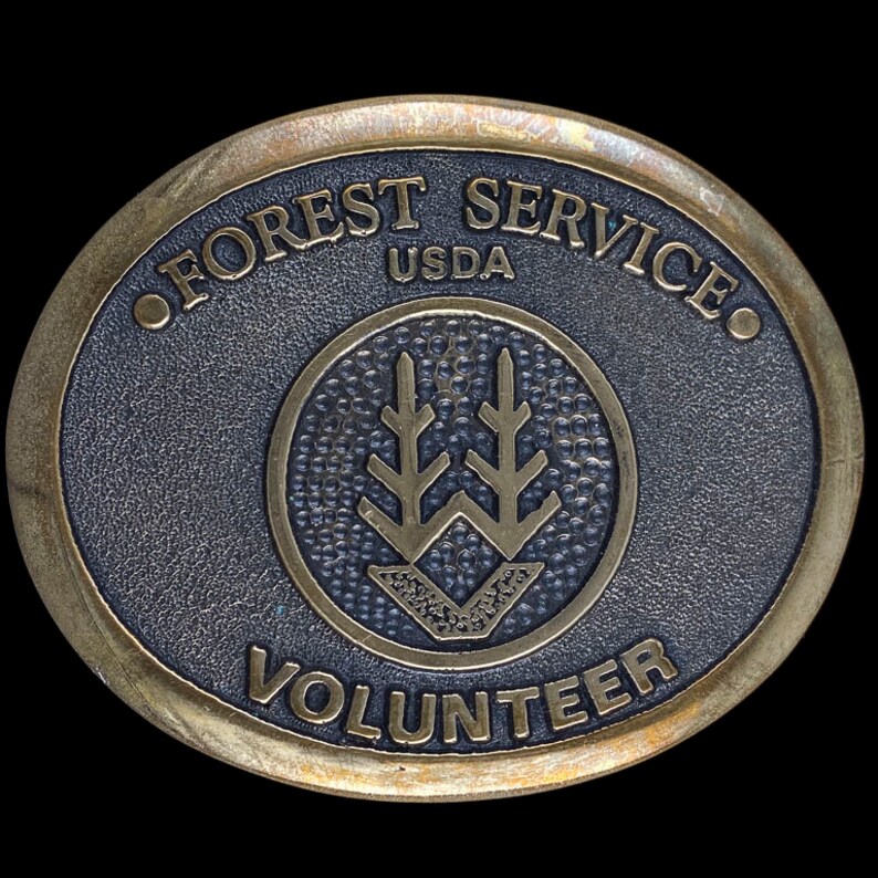 Vintage Forest Service Usda Volunteer Western Heritage Collectible Memorabilia Organizations Bronze 1980s Vintage Belt Buckle