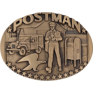 Nuevo empleado de correo del Servicio Postal de los Estados Unidos de América, cartero, hombre con números, hebilla de cinturón vintage, cartero, administrador de correos, empleado de los Estados Unidos de América, hombre de correos