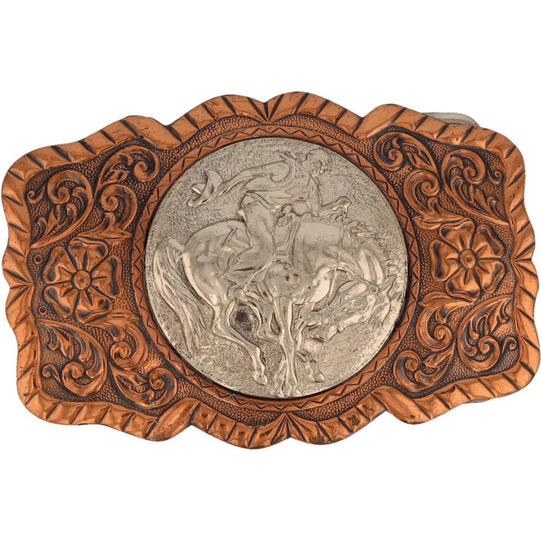 N Silver Bucking Bronc Bronco Rider Horse Rodeo Cowboy Western Vintage ...