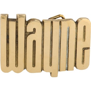 Etiqueta de nombre Wayne de latón nuevo, hebilla de cinturón vintage de los años 70 con letras de burbuja estilo hippie retro, estilo hippie, estilo retro, Hola mi Is