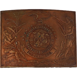 真鍮製安全派遣インディアン準州アメリカン・エキスプレス70年代ヴィンテージベルトバックル