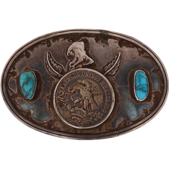 Very Unique American Flag Handmade Vintage Native American Navajo Sterling Silver Buckle Very Unique American Flag Handmade Vintage Native American Navajo Sterling Silver Buckle
