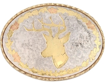 Buck Deer Stag Hunting Season Hunter Western Cowboy 1980s Vintage Belt Buckle Mule Hunt Elk Cowgirl Game Whitetail Point Trophy Gear