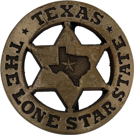 Brass Texas Lone Star Rodeo Cowboy Vintage Belt Buckle State Flag