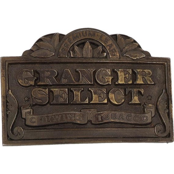granger select chewing tobacco Granger Select Chewing Tobacco Chew Snuff Dip Tobacciana 80s Vintage Belt  Buckle Tabaks Sign Smoking