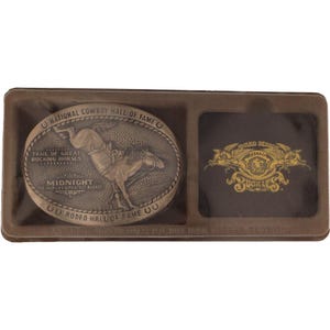 New Brass Midnight Bucking Horse Rodeo Western Cowboy Nos Vintage Belt Buckle Hall Fame Commemorative Trophy Bronco Bronc Bareback