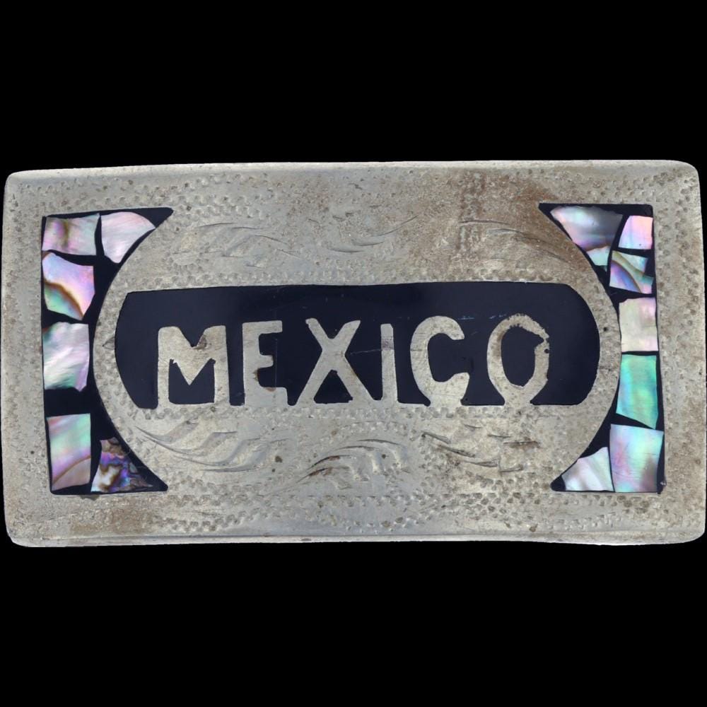 Brand new Mexican, silver abalone belt buckle! Stamped Mexico Alpaca Silver Abalone Belt Buckle – Blair Pierce main image 2
