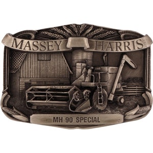 New Massey Harris MH 90 Special Tractor Ferguson Farmer Farming NOS Vintage Belt Buckle Farm Equipment Machinery Implement Sign Logo Ji Ih