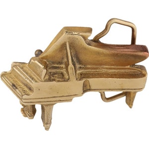 Brass Baby Grand Piano Player Band Music Director 1970s Vintage Belt Buckle Symphony Orchestra Pianist Composer Musician Teacher Classical