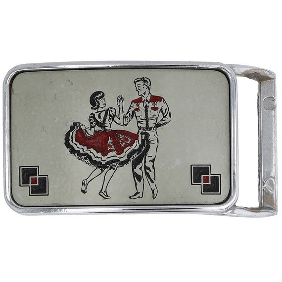 Boucle De Ceinture Western Country En Laiton - Gravure "I Love Square Dancing" - Pour Ceinture Jusqu'à 45mm