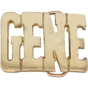 New Brass Gene Name Old School Hippie Hippy 1980s Nos Vintage Belt Buckle Cool Personalized Bubble Letter Throwback