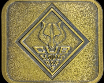 Cub Scout Gift Leader Issue Bsa Boy Scouts Of America Scouting Solid Brass New 1980s NOS Vintage Belt Buckle