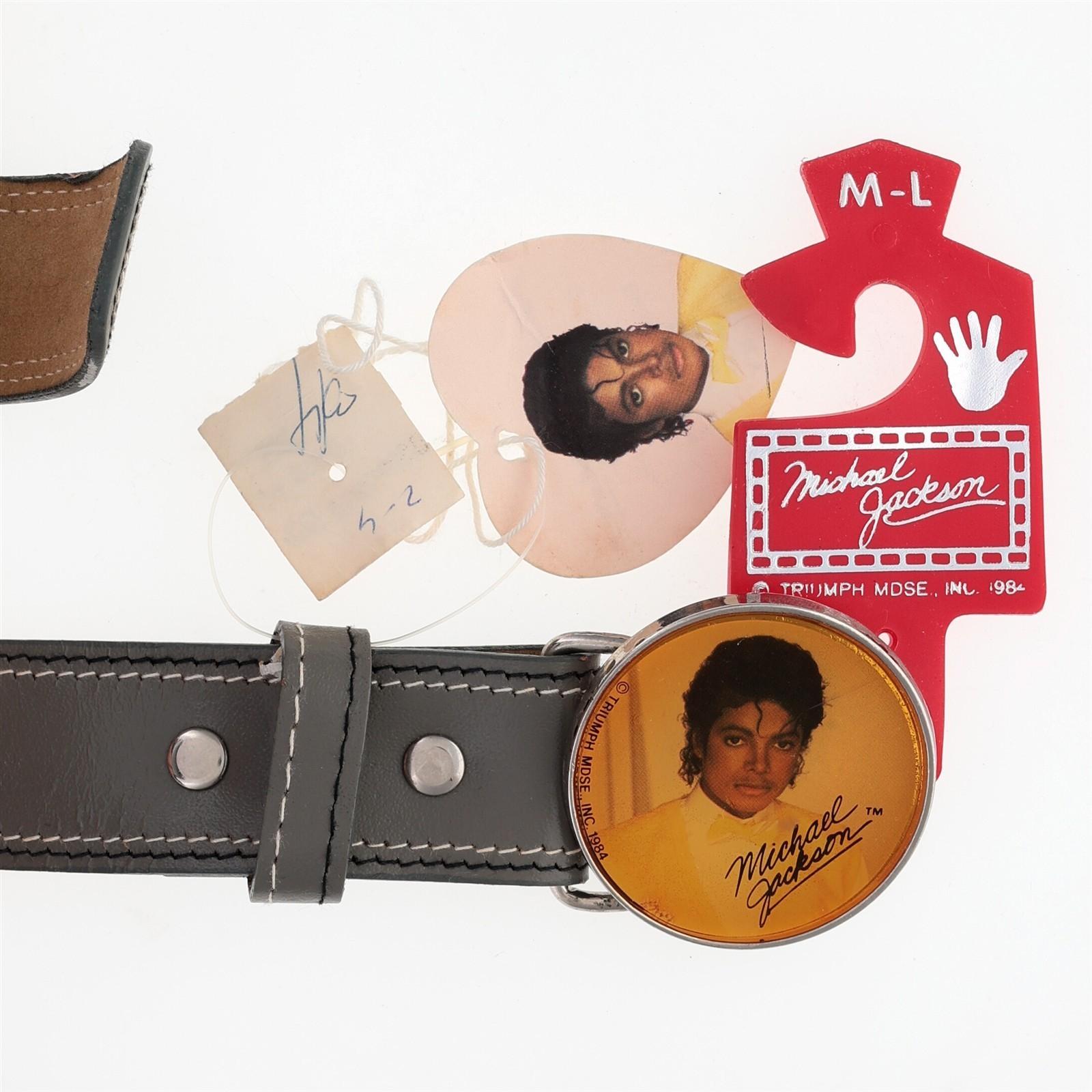 Vintage 1984 Michael Jackson Thriller Era Belt Lee NYC MJ Glove Pop Memorabilia New 1984 Michael Jackson Portrait Glitter Glove Vintage Belt  main image 2