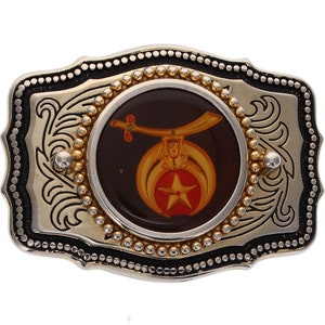 New Aaonms Ancient Arabic Order Nobles Mystic Shrine 7 Nos Vintage Belt Buckle Logo Insignia Fraternal Masonry Collector Mason Freemason