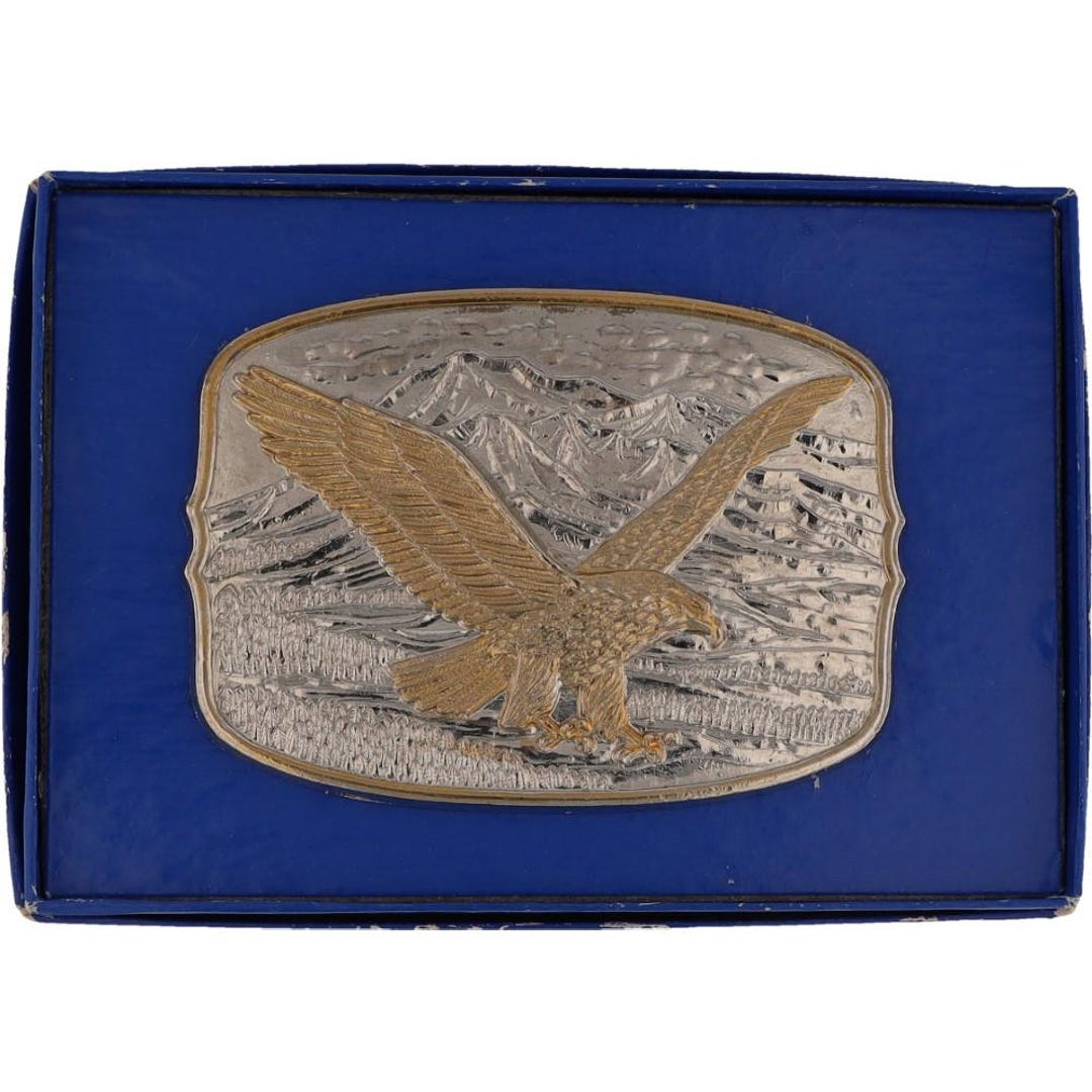 Gold P Eagle Hawk Bird Veteran Biker Nature Hippie 80s Nos Vintage Belt ...