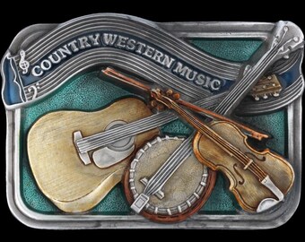 Country Music Band Banjo Guitar & Square Dancing Belt Buckle Bundle Western Dancing Couple - Country Music Line Square Ball Room  main image 3