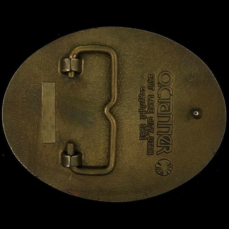 Amoco Oil Gas Co Flaming Torch Logo Heavy Solid Brass NOS Vintage Belt Buckle