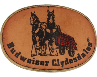 Budweiser Clydesdales Horse Bud Beer Logo Anheuser-Busch 80s Vintage Belt Buckle Booze Cowboy Club Bar Cowgirl Alcohol