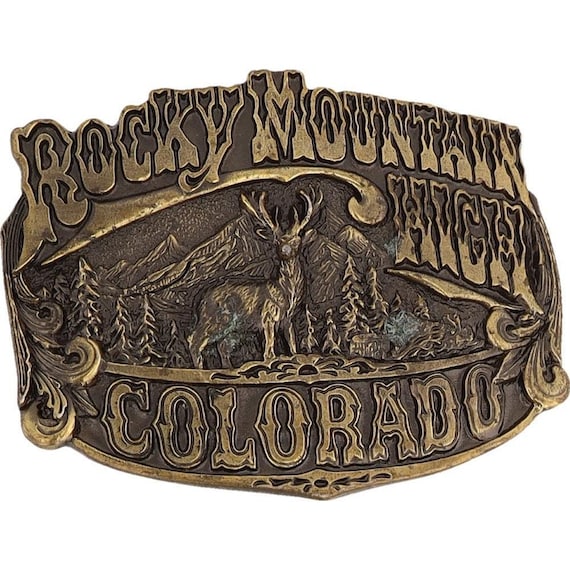 New Rocky Mountain High Colorado Deer Rocky Mountain Rockies Nos Vintage  Belt Buckle Wilderness Retreat Whitetail Buck Stag Hunting Hunter