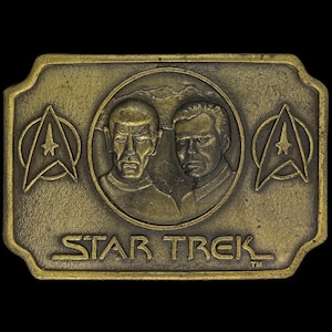 Star Trek Space Final Frontier Boldly Go Sci-Fi Tv Movie Memorabilia Captain Kirk Mr Spock Collectible Gift 1970s NOS Vintage Belt Buckle