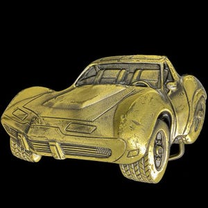 Hebilla de cinturón vintage de los años 70 para Chevrolet Corvette Sports Muscle Classic, coche antiguo, carreras, espectáculo, regalo coleccionable para el propietario.