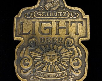 New Schlitz Beer Sun Rise Rays Logo NOS 70s Vintage Belt Buckle Pabst PBR Milwaukee Drinker Booze Biker Cowboy Western Hippie Cowgirl