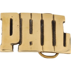 Nueva etiqueta de nombre de latón Phil Philip Phillip, hebilla de cinturón vintage de los años 70, estilo hippie, estilo retro, con letras de burbuja y barra "Hola, mi hijo"