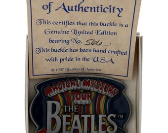 Nueva hebilla de cinturón vintage para fan de la banda de rock The Beatles Magical Mystery Tour, Liverpool, Merseybeat, Abbey Road, Apple Corps Fanclub Collector
