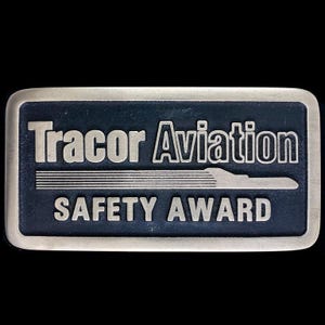 Tracor Aviation Santa Barbara California Lucas Aerospace Maintenance Aircraft Mechanic Gift Employee Rare Brass 1980s Vintage Belt Buckle
