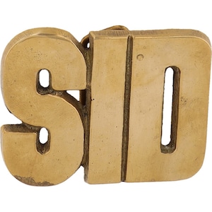 Etiqueta de nombre de latón nuevo Sid Sidney, hebilla de cinturón vintage de los años 70, estilo hippie, estilo retro, con letras de burbuja, estilo "Hola a todos"