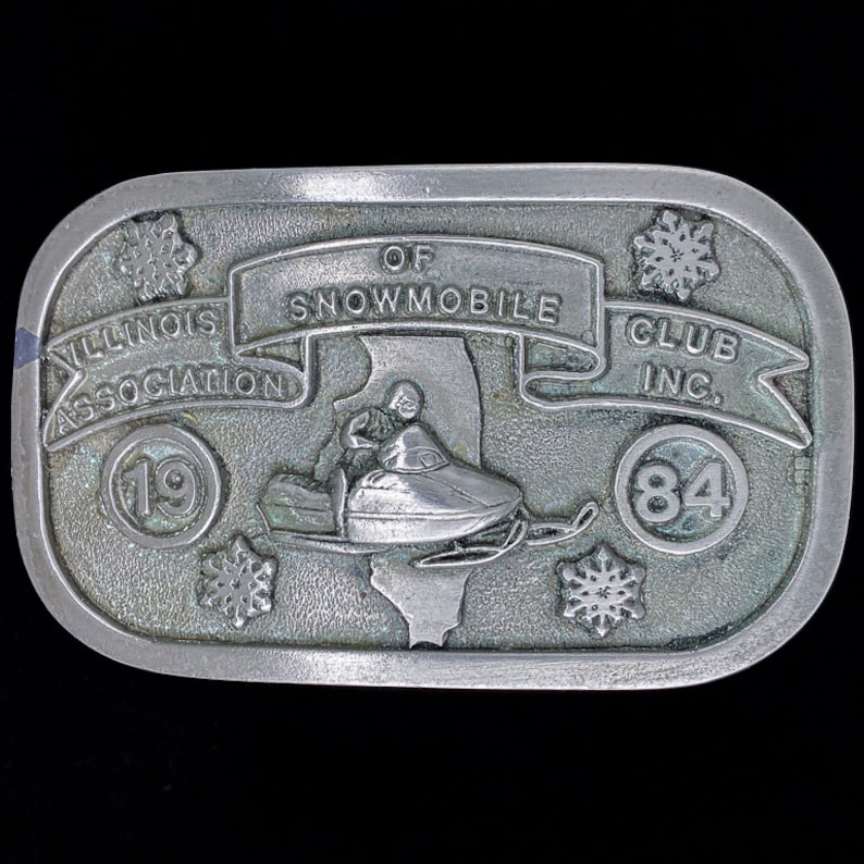 Illinois Association Of Snowmobile Club Snowmobiling Organizations Snowmobiles 1980s Vintage Belt Buckle