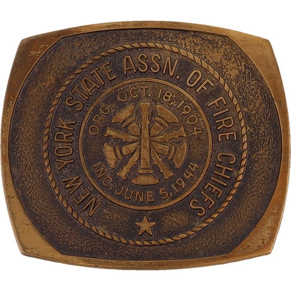 Brass 1944 New York State Assn Fire Chief 1904-19… - image 1