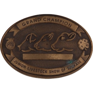 Grand Champion Junior Livestock Show Spokane Cattle 4H Ffa Vintage Belt Buckle Cow Steer Trophy
