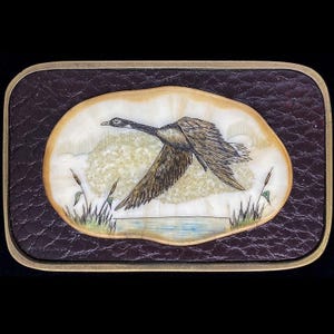 Brass Duck Mallard Handmade Fishing Hunting Lover Hunter Gift Animal Art Artwork Wildlife Western Cowboy 1980s Vintage Belt Buckle